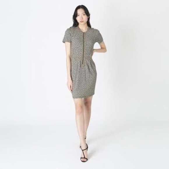 Sea New York Cheetah Animal Print Zip Midi Short Sleeve Dress XS - Picture 3 of 4